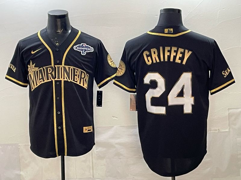 Men 2026 Nike Seattle Mariners #24 Griffey black gold Game MLB Jersey 02->seattle mariners->MLB Jersey